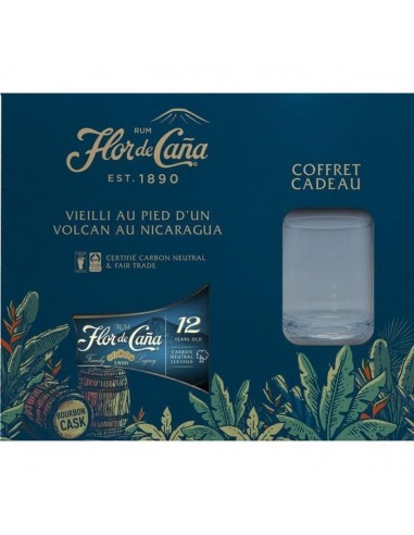 Flor de Caña - 12 ans - Coffret Rhum 40,0% Vol. 70cl + 1 verre