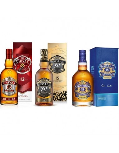 Trio Chiva Regal - 12 - XV et 18 ans - Whisky Ecossais - 40,0% Vol. - 3x70cl