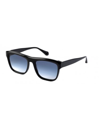 Lunettes de Soleil Homme Authentique GIGI BARCELONA modèle FLOYD en Acétate noir brillant et verres bleus dégradés.